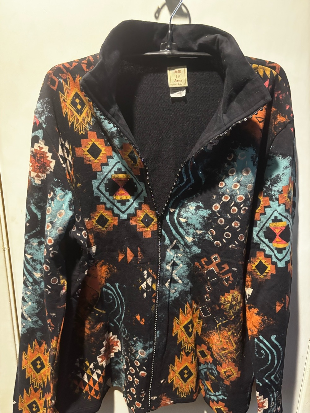 Jess&Jane Southwestern Zip-front Jacket-Size XL